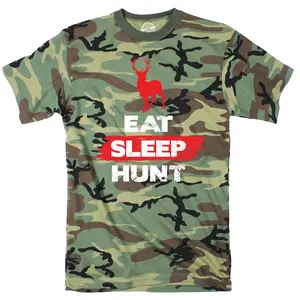 Mens Eat Sleep Hunt Funny Deer Hunting Camouflage Print T shirt Mens Funny T Shirts Cool Vintage Fashion T-Shirt Gift Classic Menswear Funny Hunting Short Sleeve Novelty Tees for Guys Camo