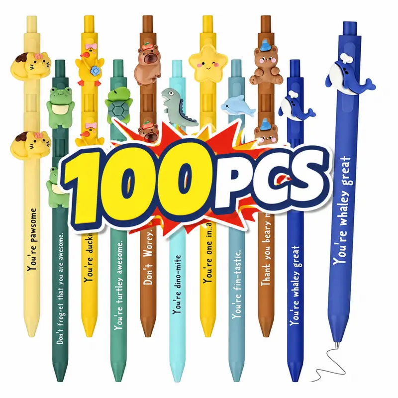 40/100 Pcs Animal Inspirational Ballpoint Pens Employee Appreciation Gift Halloween Non-Candy Treats Classroom Reward Gift Idea Party Goodie Bags Stuffer Bulk Motivational Pens for Students Coworker Team Members School Classroom Office Supplies