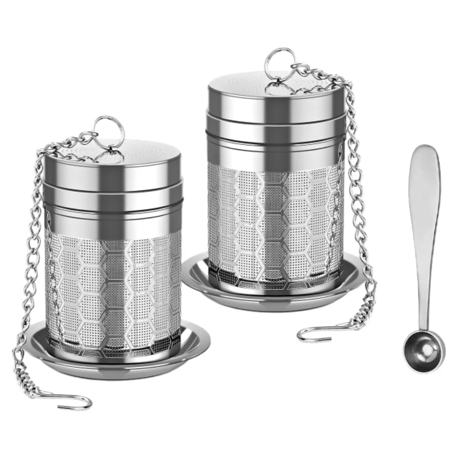 2PCS Tea Infusers for Loose Tea & 1 Spoon, Stainless Steel Tea Strainer Set, Extra Fine Mesh Tea Steeper for Brew Tea, Spices & Seasoning