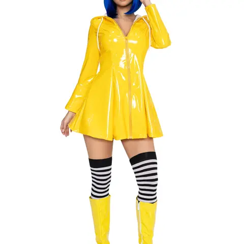 Leg Avenue Women's Lady's Rainy Day Rebel Costume, Glossy Twist Polyester Design, Matching Accessories