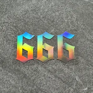 1pc "666" Вин YL Sticker, Truck Car Decal - Self-adhesive Polyethylene Ester, Red and Black, Perfect for Cars, Motorcycles, Trucks - Perfect for Customizing Doors, Fuel Tanks, Rear Windows, Durable Car Decoration, Motorcycle Accessories