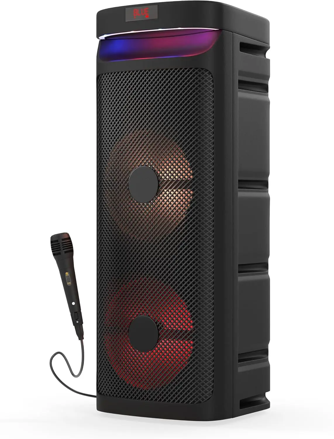 Dazone Wireless Bluetooth PA Audio Speaker System - 3000W Rechargeable Charging 2x10in Subwoofers, Karaoke Microphones, Party Lights, USB/SD Card Reader, FM Radio, Smartphone Cable, Remote Control, Handle (Indoor/Outdoor Use), Button