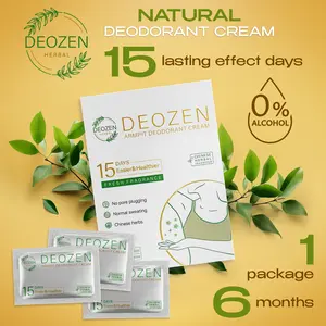 DEOZEN Armpit Aluminium Free Deodorant Cream | Natural Deodorant Free Of Baking Soda, Paraben & Talcs - One Package 6 Months Solution for Women and Men, Herbal | Last up to 15 DAYS per application -