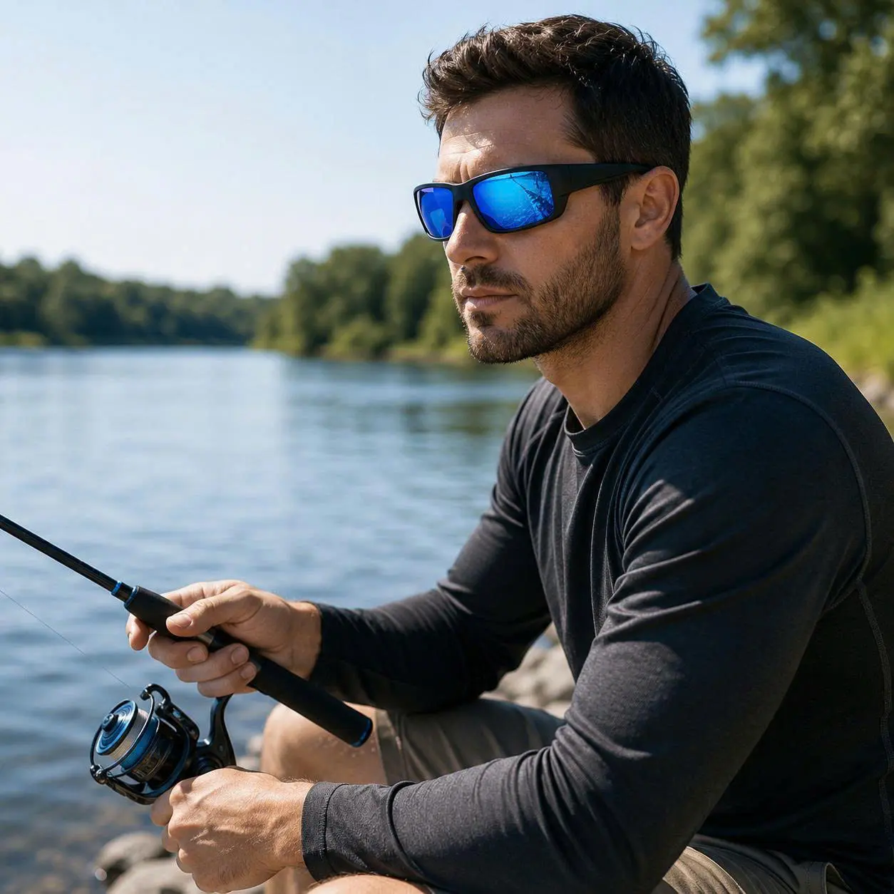 Polarized Rectangular Sunglasses for Men & Women – Fishing, Driving & Outdoor Adventures