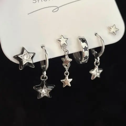 Star Design Earrings Set, Statement Earrings, Dangle Earrings Set, Fashionable Jewelry for Women & Girls, Trendy All-match & Exquisite Jewelry for Birthday Gift, Trendy Fashionable Accessories