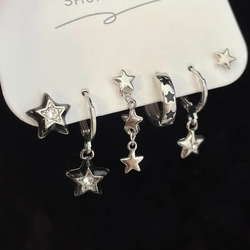 Star Design Earrings Set, Statement Earrings, Dangle Earrings Set, Fashionable Jewelry for Women & Girls, Trendy All-match & Exquisite Jewelry for Birthday Gift, Trendy Fashionable Accessories