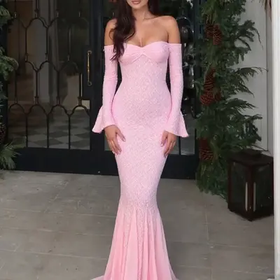 chinese dress ladies Women's Fantastic Peach And Light-Pink Zari With Sequins Embroidery Wo –  Trendia