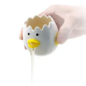 Cute Egg Separator, Ceramics Vomiting Chicken Egg Yolk White Separator, Practical Household Small Egg Filter Splitter, Kitchen Gadget Baking Assistant Tool, Dishwasher Safe (Yellow)