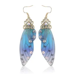 Colorful Butterfly Wing Earrings Unique Fairy Wing Drop Earrings Fashion Insect Jewelry For Women Girls Jewelry Gifts