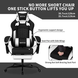 SUIKDA Gaming Chair, Office Chair, Automatic 90°-135° Reclining Angle, Gaming Computer Chair, Free Returns Within 30 Days. Features Memory Foam Headrest and Lumbar Pillow, Includes Footrest, Ergonomic Design Gaming Chair