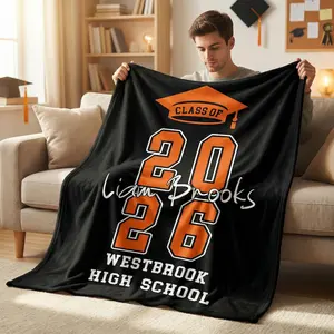 Custom Graduation Blanket,Custom Graduation Gift, Personalized  Class of 2026 Throw, Custom School Graduation Gift for Him/Her