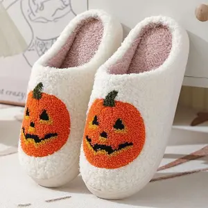 Women Men Soft House Slippers Indoor Outdoor Pumpkin Slippers
