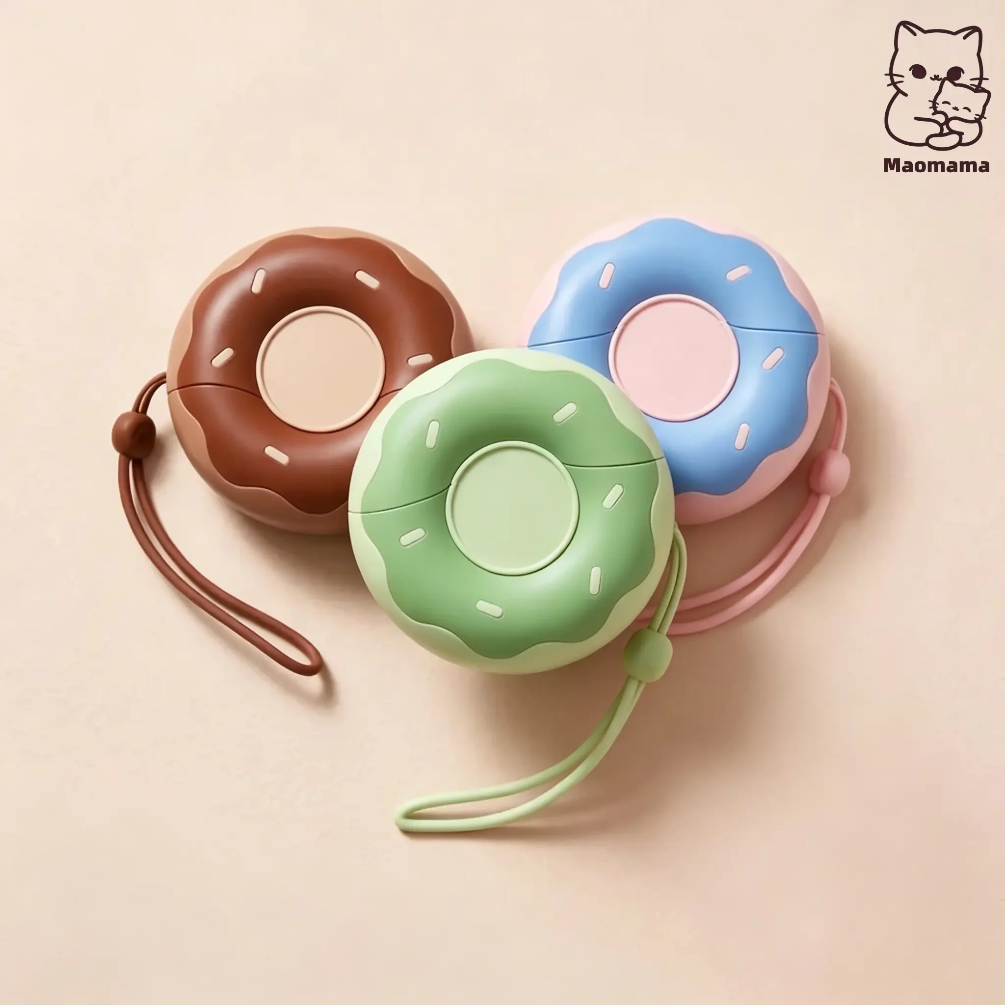 Coffee Brown Donut-Shape Portable Magnetic Hair Grab Lint Roller Brush, Refillable Cleaning Dust-Removal Tool with Silicone Lanyard, Convenient for Travel Home Care Duster for Clothes, Sofa