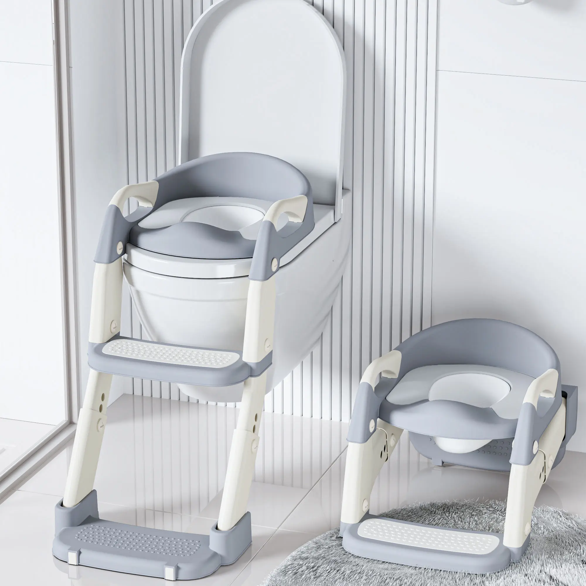 Potty Training Toilet Seat For Boys Girls, Toddler Toilet Seat With Step Stool Ladder, Foldable Toddler Potty Seat For Toilet With Non-Slip Design, Adjustable Height