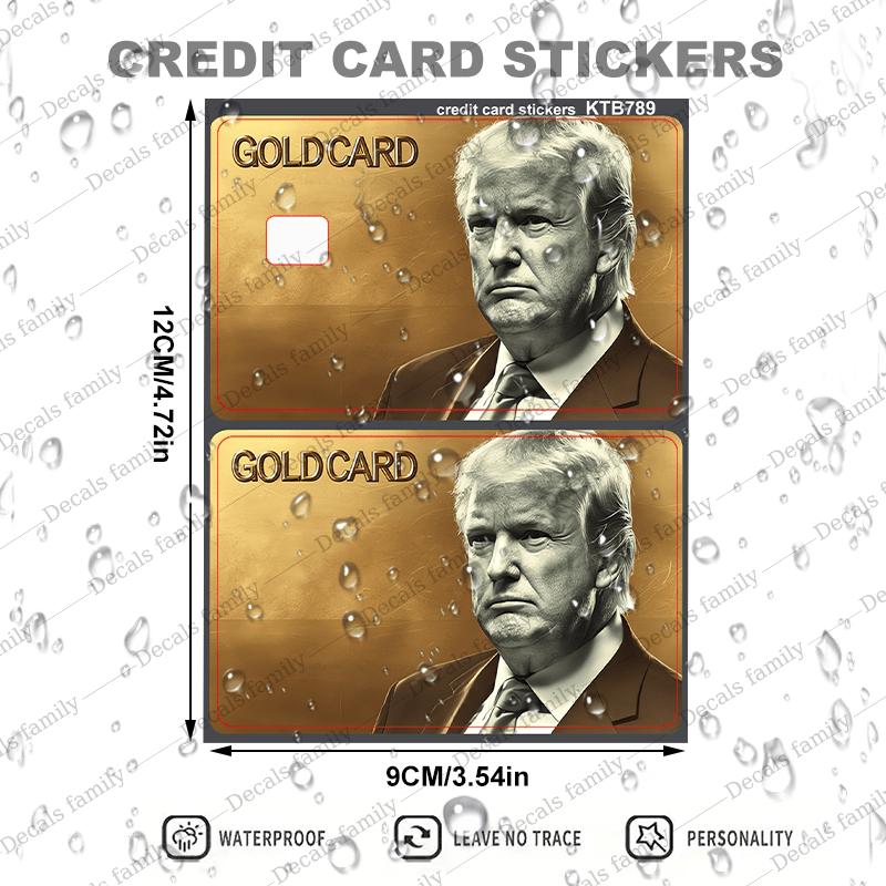 2pcs Funny and Quirky Golden Card Skin | Durable PVC Privacy Protection Stickers, Suitable for Credit Cards, Bank Cards, and Transit Cards - Scratch-Resistant, Street Style Fashion Accessory