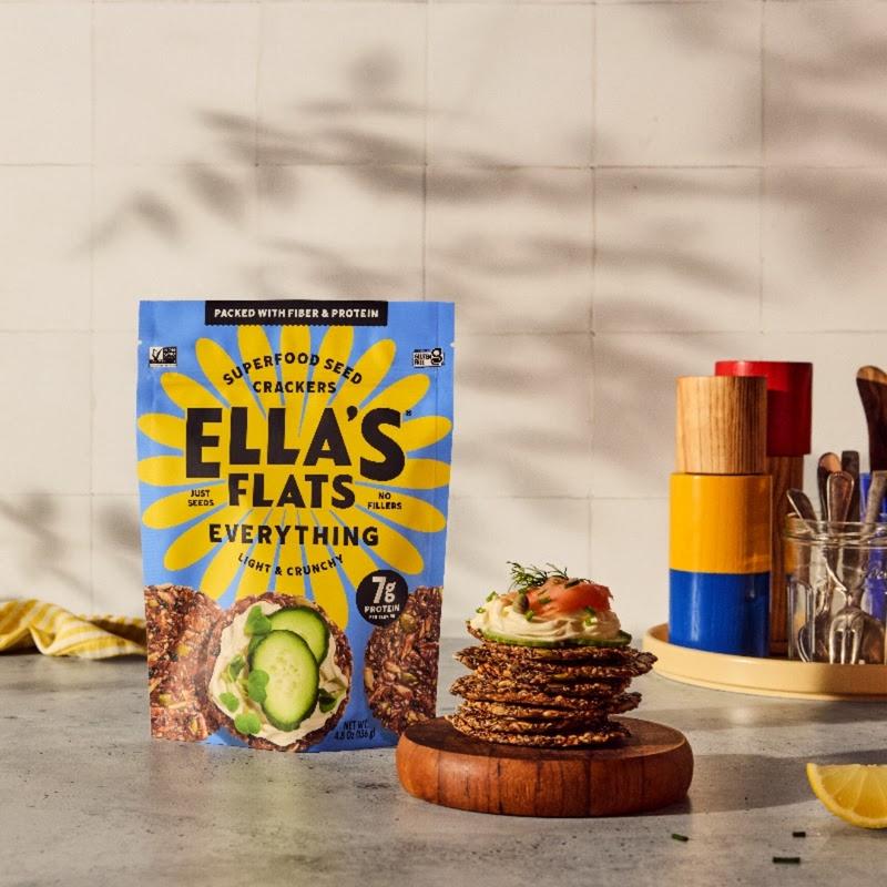 Ella's Flats  Tasty Variety 3-Pack | Sesame |  Everything | Spicy | 4.8oz | Light & Crispy Sesame Seed Crackers Snack Fiber
