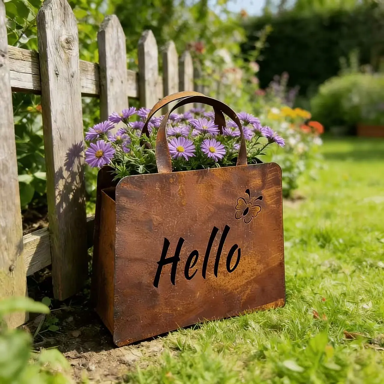 Vintage Iron Garden Statue, Garden Sculptures, Outdoor Statue, Elegant Rusty Iron Design, Perfect for Patios and Gardens, Ideal Gift for Festive Occasions
