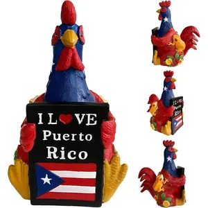 Puerto Rico Rooster Coqui Music Box Figurine, Handmade Boricua Decor, Puerto Rican Coqui Frog with Sound, Boricua-Inspired Taino Art, I Love Puerto Rico Puerto Rico Musical Boxes & Figurines