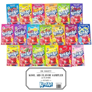 Kool Aid Packets Supreme Variety Pack - 22 Packets of Assorted Flavors – Unsweetened Powdered Drink Mix Including Blue Raspberry, Sharkleberry Fin, Pink Lemonade, and More