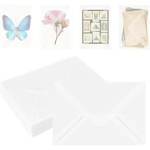 50 Pack 5x7 A7 Translucent Vellum Glassine Envelopes 5.4x7.6 for Wedding Invitation Thank You Cards Birthday Greeting Lottery Ticket Stamp Collecting