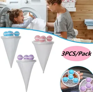 3pcs Laundry Balls, Floating Lint Remover, Clothing Cleaning Filter Mesh Bag, Lint Removal and Hair Catching Filter Bag, Garment Cleaning and Care Balls, for Use with Washing Machine, Filtration