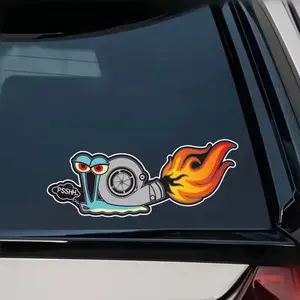 Snail Turbo Sticker Car Decal with Flaming Exhaust Design for Vehicle Decoration