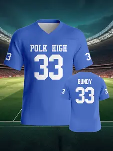 Bundy #33 High School Football Jersey, Men's Premium Blue Sweatshirt Comfortable, breathable, and quick-drying, perfect for athletic training. An ideal gift choice. Training Clothes
