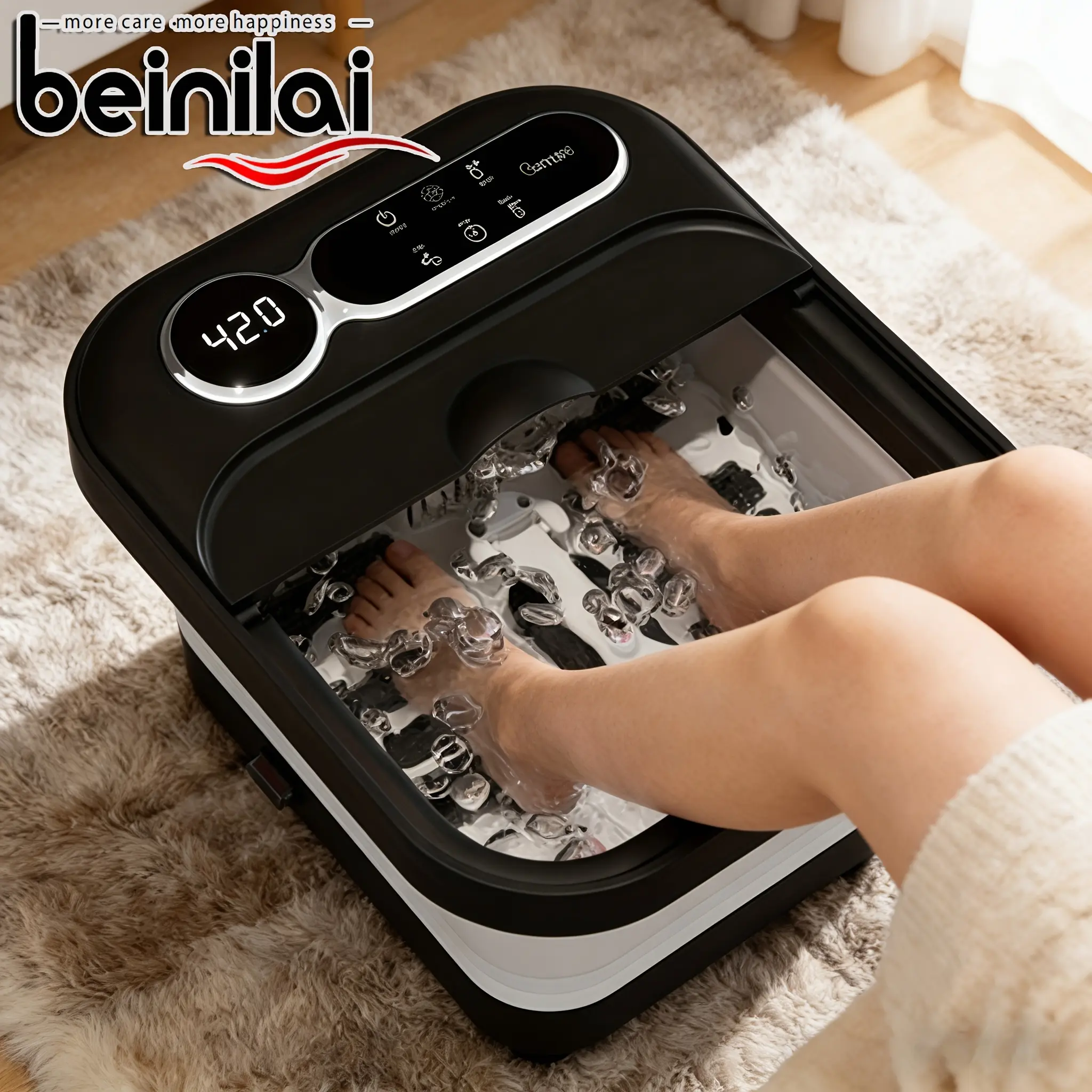 Collapsible Foot Spa And Massager with Heater And Temperature Control, Foot Bath Bowl with Bubbles, Six Massage Rollers, Vibration And Red Light, Foot Soak. Best Mother'S Day Gifts