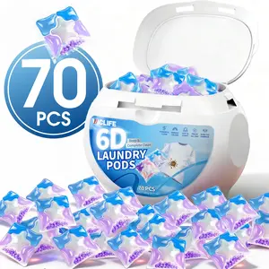 VacLife Laundry Detergent Pods 70-Count Lavender Purple 6-Chamber 8X Clean Deep Stain Remover for Washing Machine 72H Long Lasting Odor Elimination & Anti-Mite