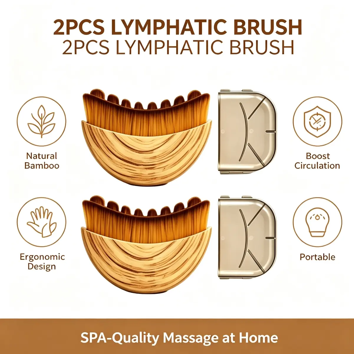 2 lymph contour facial brushes for shaping the jawline and chin, a dry brush massager to relieve facial fatigue, with an ergonomic design for precise skin fit, and a daily beauty roller Exfoliating Pads derma stamp