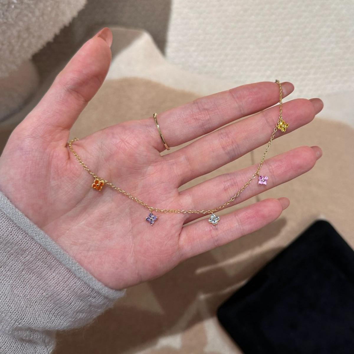 Lucky Clover Rainbow Pendant Necklace Bracelet Set, Exquisite Craftsmanship 2-Piece Jewelry, High-End Feel Everyday Wear Set, Ideal Gift for Mom, Wife, Daughter, Friend, Timeless Fashion Jewelry, Trending Accessory for Women