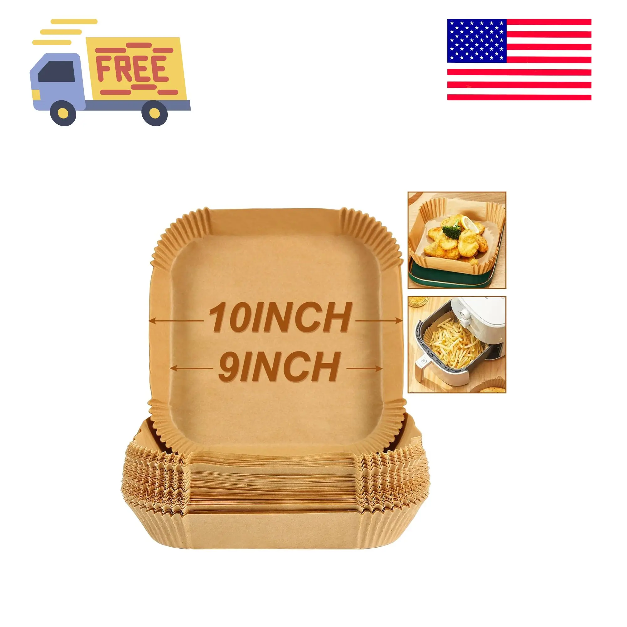 Large Air Fryer Liners, 10 Inch Square Air Fryer Liners, XL Airfryer Parchment Paper