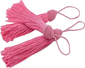 Bookmark Tassels 20Pcs 15cm/6 Inch Hot Pink Tassels with Pineapple Head Sewing Tassels Silky Floss Mini Craft Tassels with Cord Loop for Keychain Earring Jewelry DIY Craft