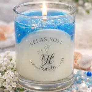 Coastal Ocean Gel Candle with Seashell Decor