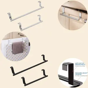 Multifunctional Towel Rack, 1/2pcs Stainless Steel Bathroom Towel Holder, No Drilling Required, Space-Saving Design, Towel Bar Hanging Holder, Bathroom Kitchen Hotel Cabinet Cupboard Shelf, Bathroom Accessories