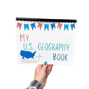 US Geography Activity Book with State Capitals, Flowers, and Abbreviations