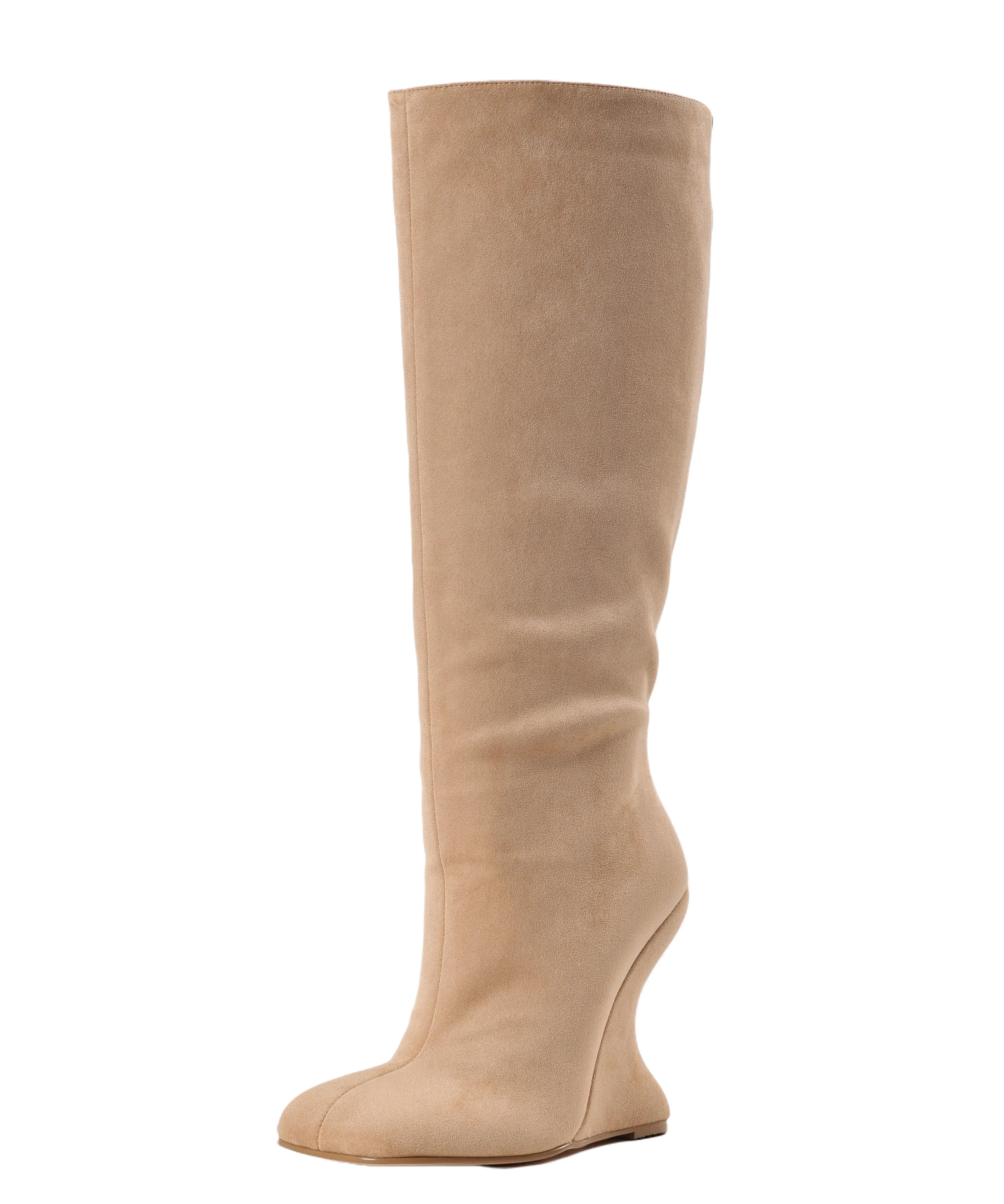 AMINUGAL Elegant Tan Knee-High Boots with Sleek Design and Comfortable Fit