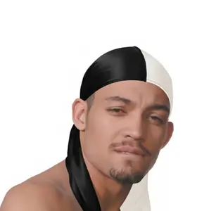 Titan Classic Two Tone Du-Rag for Waves, Black and White Stretch Head Wrap, Breathable Fabric Comfort