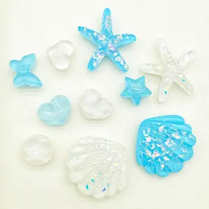 10 Pcs Summer Ocean Style Holey Shoe Decorative Clips, Starfish Shell Fish Tail Heart Resin Shoe Flowers, DIY Holey Shoe Accessories