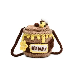 2026 New Trendy Knitted Internet-Famous Yarn Bag, Cute Bee Honey Jar Small Bag, Fashionable Shoulder Crossbody Bag