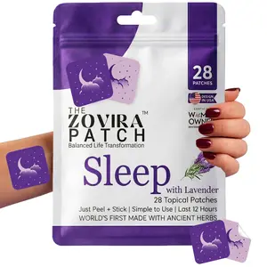 Zovira Melatonin Free Sleep Patch for Adults  12H Slow Release Magnesium, Lavender & Ashwagandha, Transdermal Sleep Aid, 28 Ct