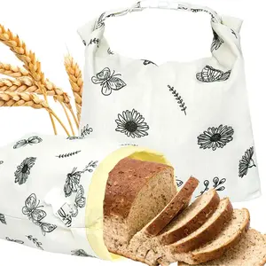 Beeswax Bread Bags for Sourdough, Reusable Bread Bags for Homemade Bread Storage, Butterfly Sourdough Storage Bag with Clip, Homemade Loaf Food Container
