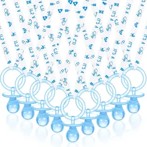 Coume 36 Pcs Shower Party Pacifiers Necklace Acrylic Pacifiers Party Favors Charm Necklace for Shower Decorations Gender Reveal Table Scatter(White, Blue)