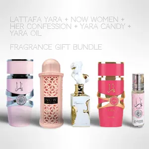 Lattafa Yara + Now Women + Her Confession + Yara Candy 100ml (3.4oz) + Yara Oil 10ml- Fragrance Collection Starter Pack - Fragrance Gift Bundle