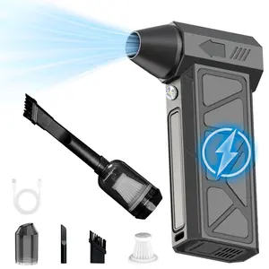 Portable Handheld Car Fan, USB Rechargeable Car Fan with Digital Display, Multifunctional Blow & Suction Fan for Car Cleaning & Outdoor Camping