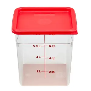Cambro Camwear Polycarbonate Square Food Storage Container 8 Quart With Lid Durable Stackable Dishwasher Safe Stain Resistant