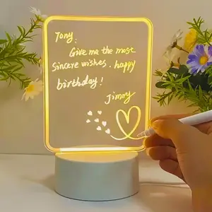 Creative USB 3D Light Erasable Heart Night Lamp, Romantic Message Decorative Lighting, Perfect for Bedroom and Living Room, Birthday Gift