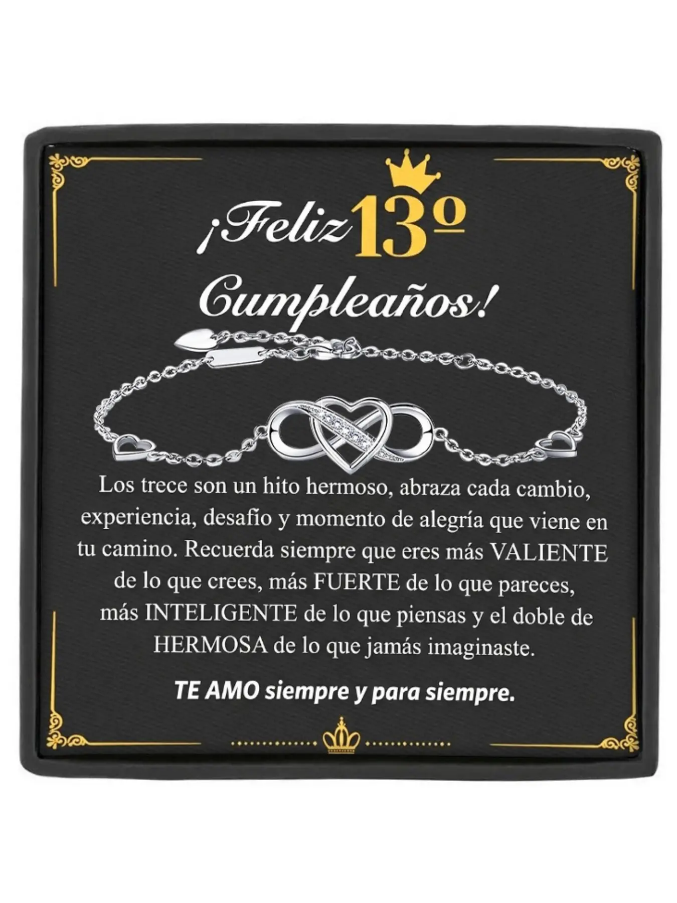 13th Birthday Bracelet for Her Infinity Heart Adjustable Copper Bracelet Forever Love Bangle with Message Card & Gift Box Encourage Gift