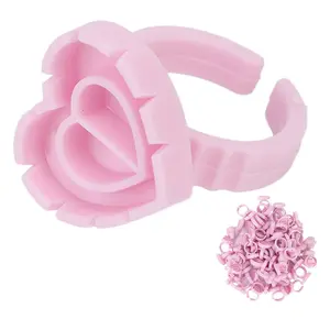 Heart Glue Ring Blue Durable Eyelash Adhesive Holder, Long-Lasting Makeup Accessory, Perfect for Daily Use & Professional Application