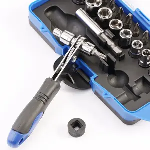 23Pcs/Set Ratchet Socket Wrench Multi-Function Ratchet Spanner Wrench Kits Extended Connecting Rod For Bicycle Motorcycle